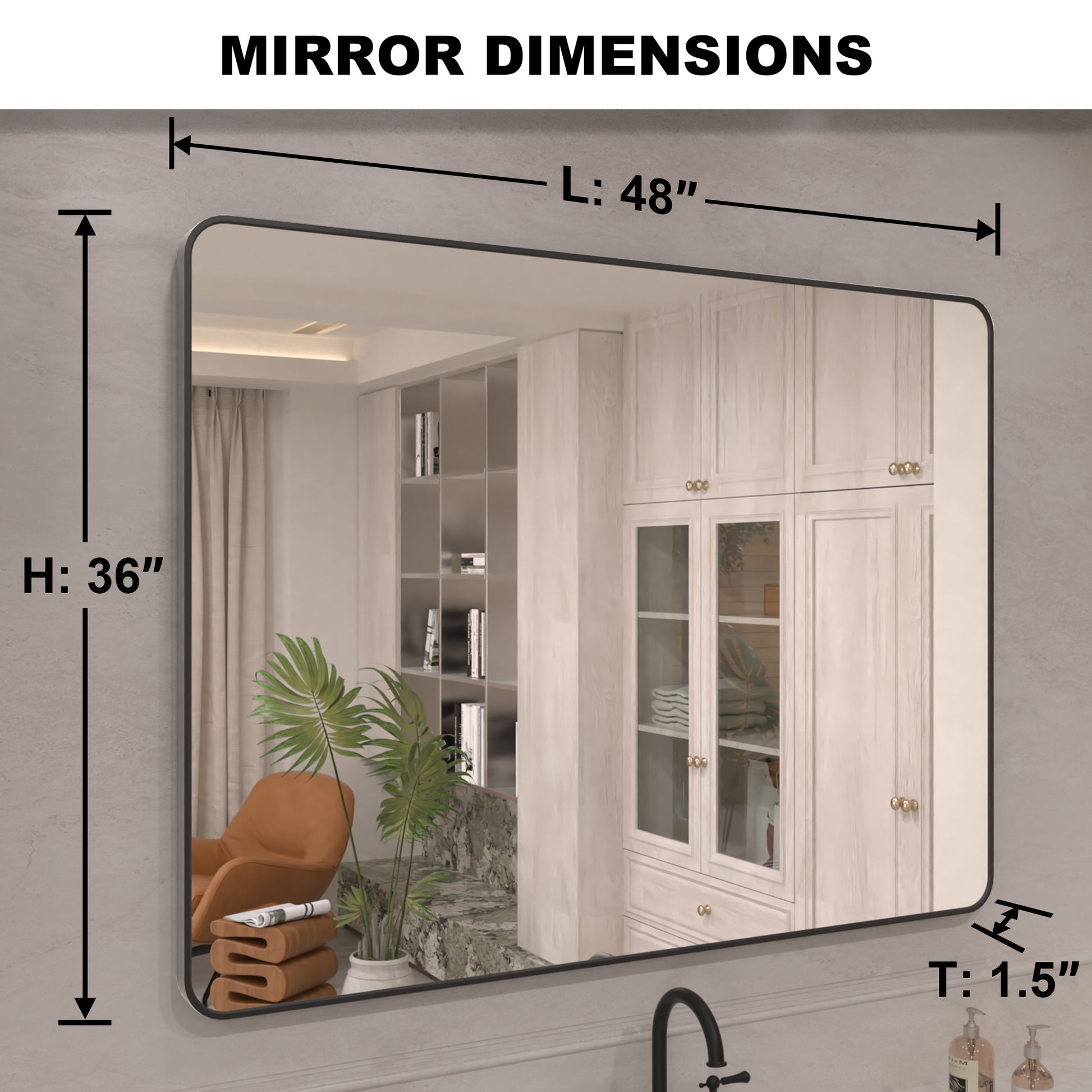 Vista 48 in. W x 36 in. H Rectangular Framed Wall Bathroom Vanity Mirror in Oil Rubbed Bronze SR-MB48S-4