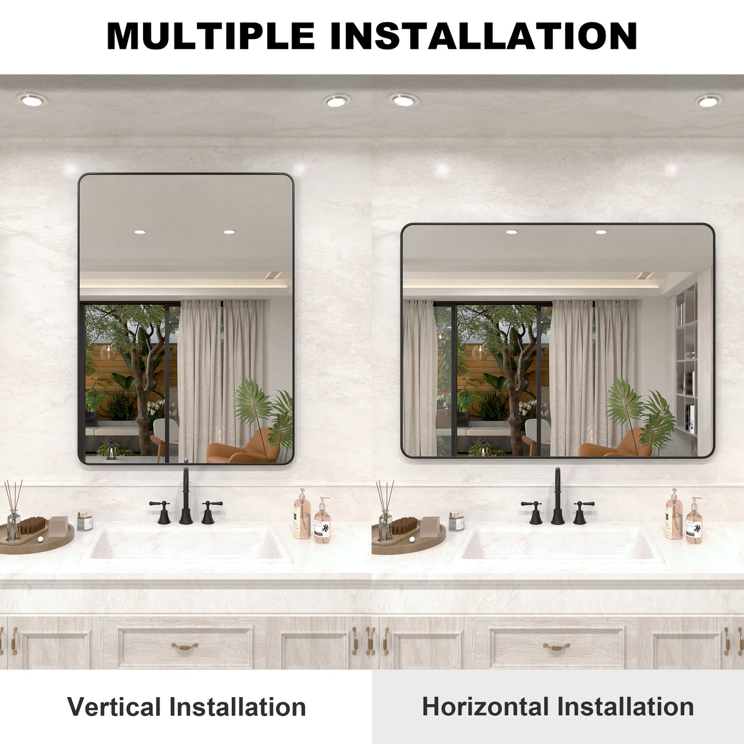 Vista 48 in. W x 36 in. H Rectangular Framed Wall Bathroom Vanity Mirror in Oil Rubbed Bronze SR-MB48S-7