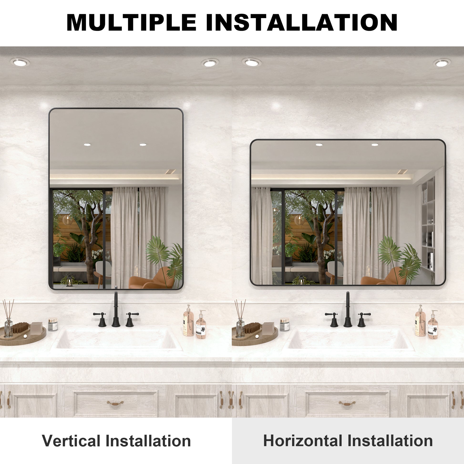 Vista 48 in. W x 36 in. H Rectangular Framed Wall Bathroom Vanity Mirror in Oil Rubbed Bronze SR-MB48S-7