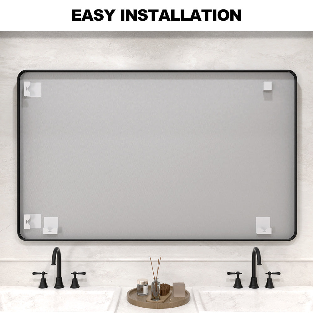 Vista 60 in. W x 36 in. H Rectangular Framed Wall Bathroom Vanity Mirror in Brushed Nickel SR-MB60S-12
