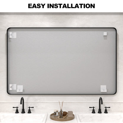 Vista 60 in. W x 36 in. H Rectangular Framed Wall Bathroom Vanity Mirror in Brushed Nickel SR-MB60S-12