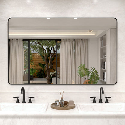 Vista 60 in. W x 36 in. H Rectangular Framed Wall Bathroom Vanity Mirror in Brushed Nickel Matte-Black SR-MB60S-2_87d97f19-92b3-420e-a593-1ef86552d61f
