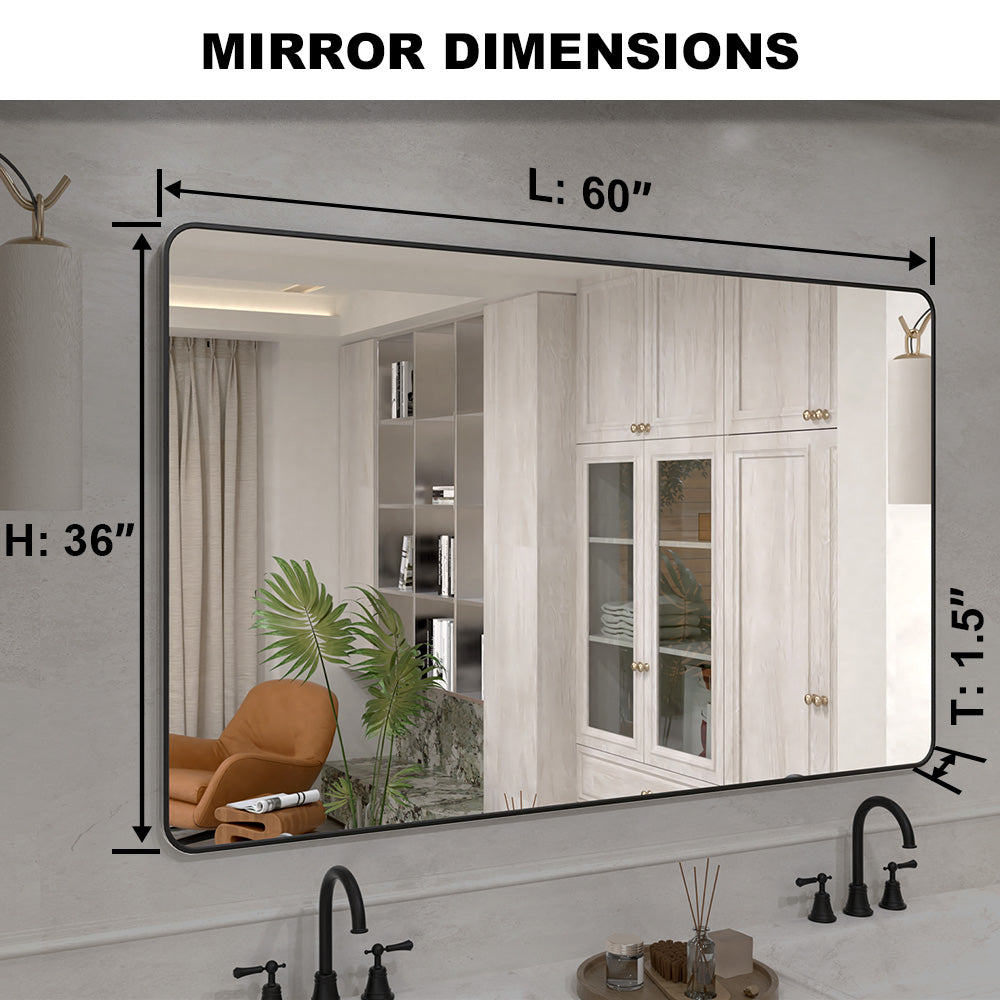 Vista 60 in. W x 36 in. H Rectangular Framed Wall Bathroom Vanity Mirror in Brushed Nickel SR-MB60S-4