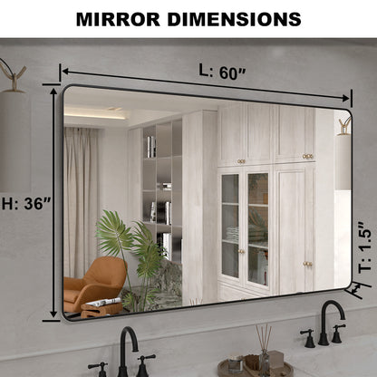 Vista 60 in. W x 36 in. H Rectangular Framed Wall Bathroom Vanity Mirror in Brushed Nickel SR-MB60S-4