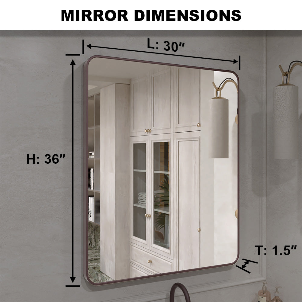 Vista 30 in. W x 36 in. H Rectangular Framed Wall Bathroom Vanity Mirror SR-OBR30S-4