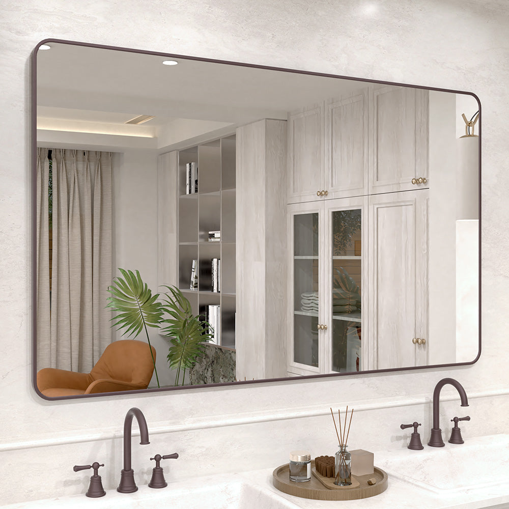 Vista 60 in. W x 36 in. H Rectangular Framed Wall Bathroom Vanity Mirror in Brushed Nickel SR-OBR60S-1