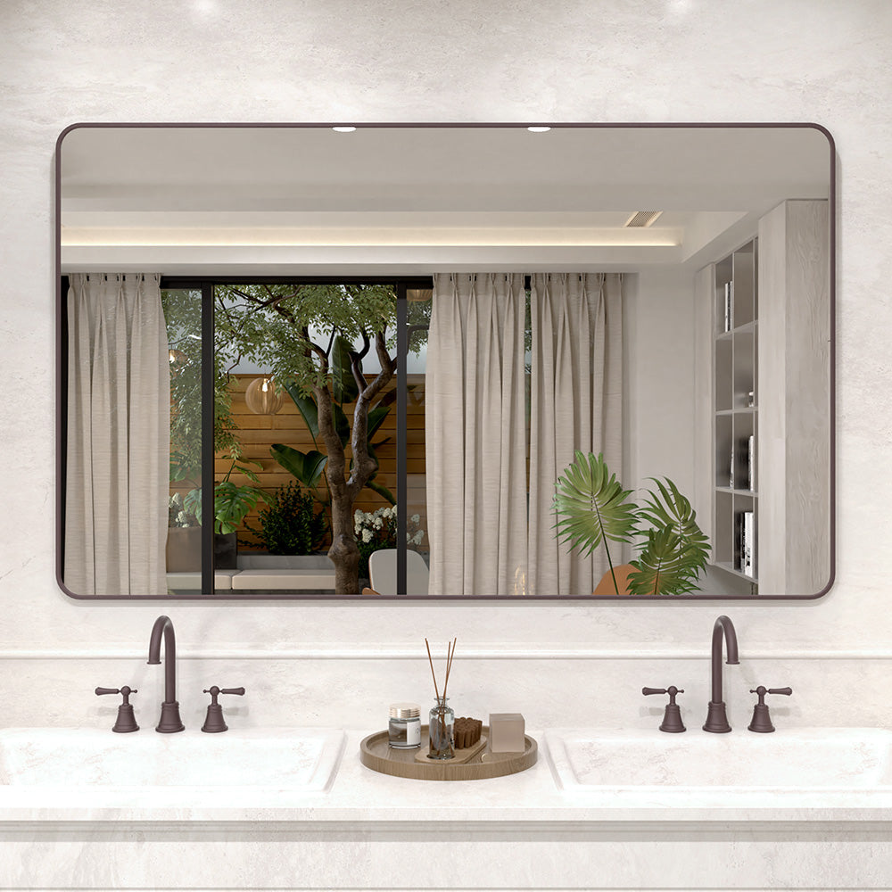 Vista 60 in. W x 36 in. H Rectangular Framed Wall Bathroom Vanity Mirror in Brushed Nickel Oil Rubbed Bronze SR-OBR60S-2_9db846b5-14da-4da7-baf4-24f5c21c37c1