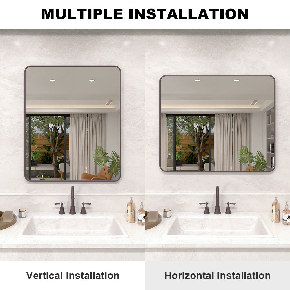 Vista 60 in. W x 36 in. H Rectangular Framed Wall Bathroom Vanity Mirror in Brushed Nickel SR-OBR60S-7