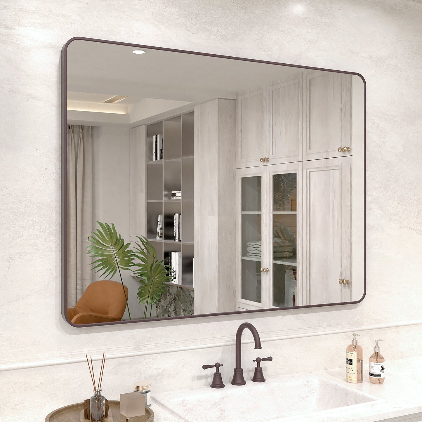 Vista 48 in. W x 36 in. H Rectangular Framed Wall Bathroom Vanity Mirror in Oil Rubbed Bronze SR-ORB48S-2