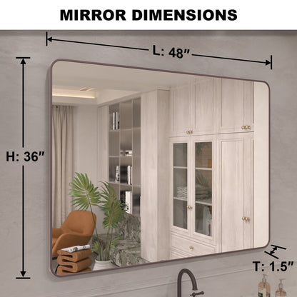 Vista 48 in. W x 36 in. H Rectangular Framed Wall Bathroom Vanity Mirror in Oil Rubbed Bronze SR-ORB48S-4