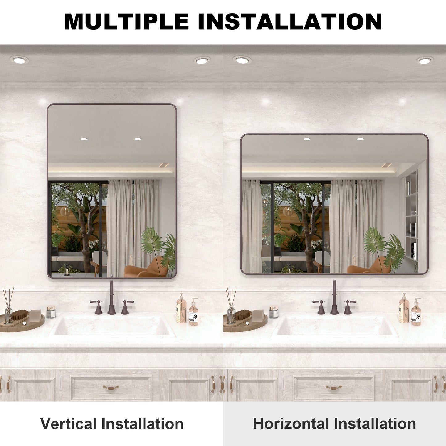 Vista 48 in. W x 36 in. H Rectangular Framed Wall Bathroom Vanity Mirror in Oil Rubbed Bronze SR-ORB48S-7