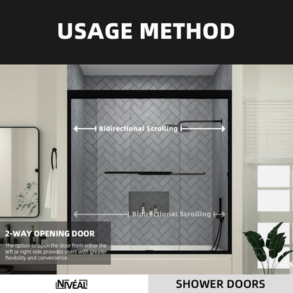 Niveal Bliss 60 in. W x 56 in. H Sliding Semi Frameless Tub Door with Clear Glass TD31-5660MB