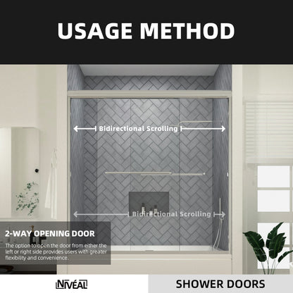 Niveal Bliss 60 in. W x 56 in. H Sliding Semi Frameless Tub Door with Clear Glass TD31-5660SV