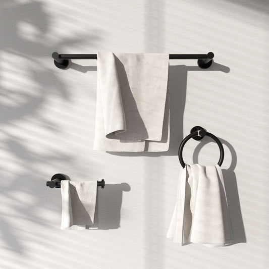 3 -Piece Bath Hardware Set with Adjustable 16-27 in. Towel Bar/Rack, Toilet Paper Holder, Towel Ring