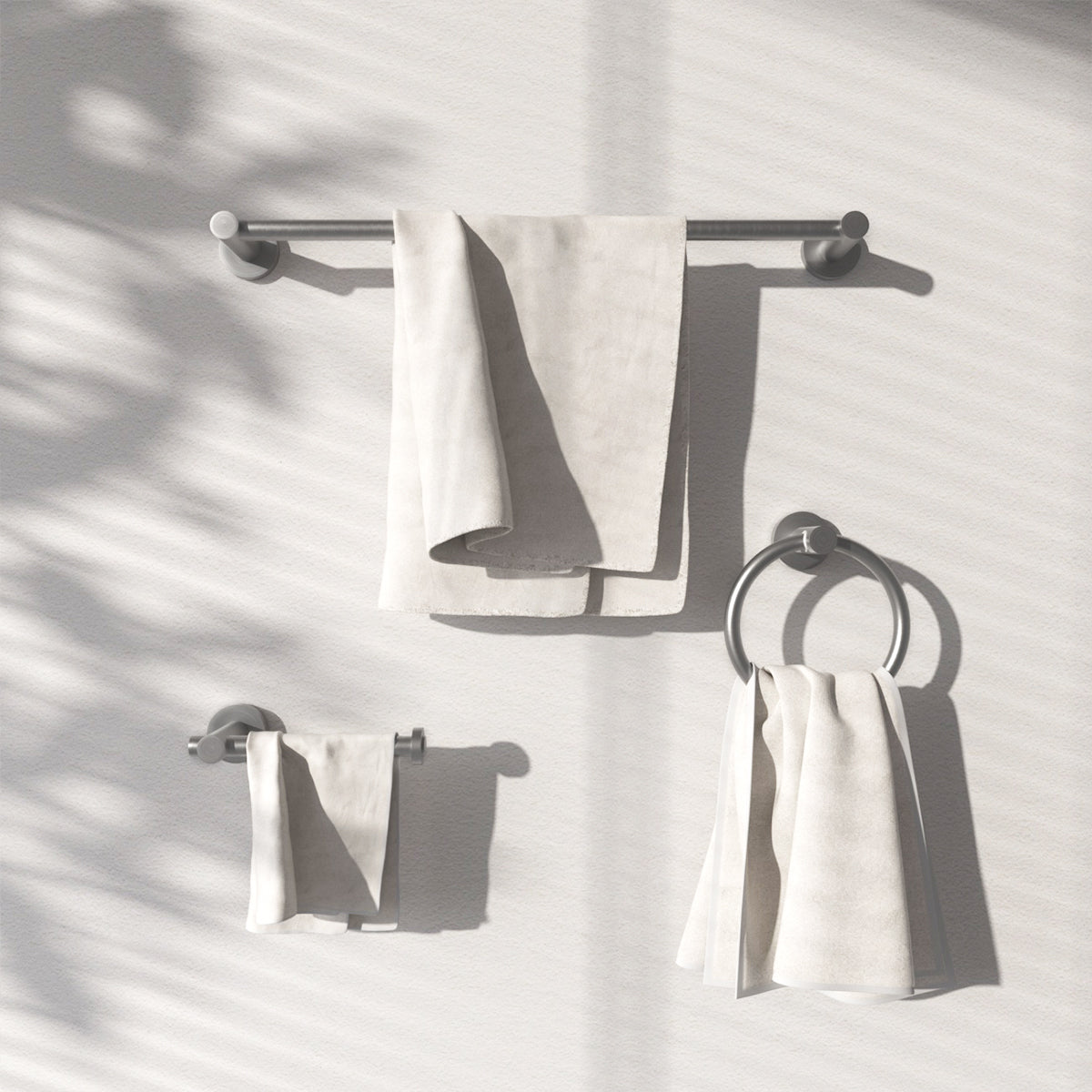 3 -Piece Bath Hardware Set with Adjustable 16-27 in. Towel Bar/Rack, Toilet Paper Holder, Towel Ring Gun Grey TMBH03-GY1