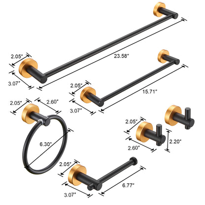 NestPro 6- Piece Bath Hardware Set with Towel Ring Toilet Paper Holder Towel Hook and Towel Bar TMBH06-BG5