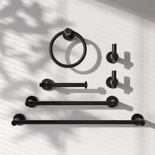 6 -Piece Bath Hardware Set with 2 Towel Bars/Racks, Toilet Paper Holder, 2 Towel/Robe Hooks, Towel Ring
