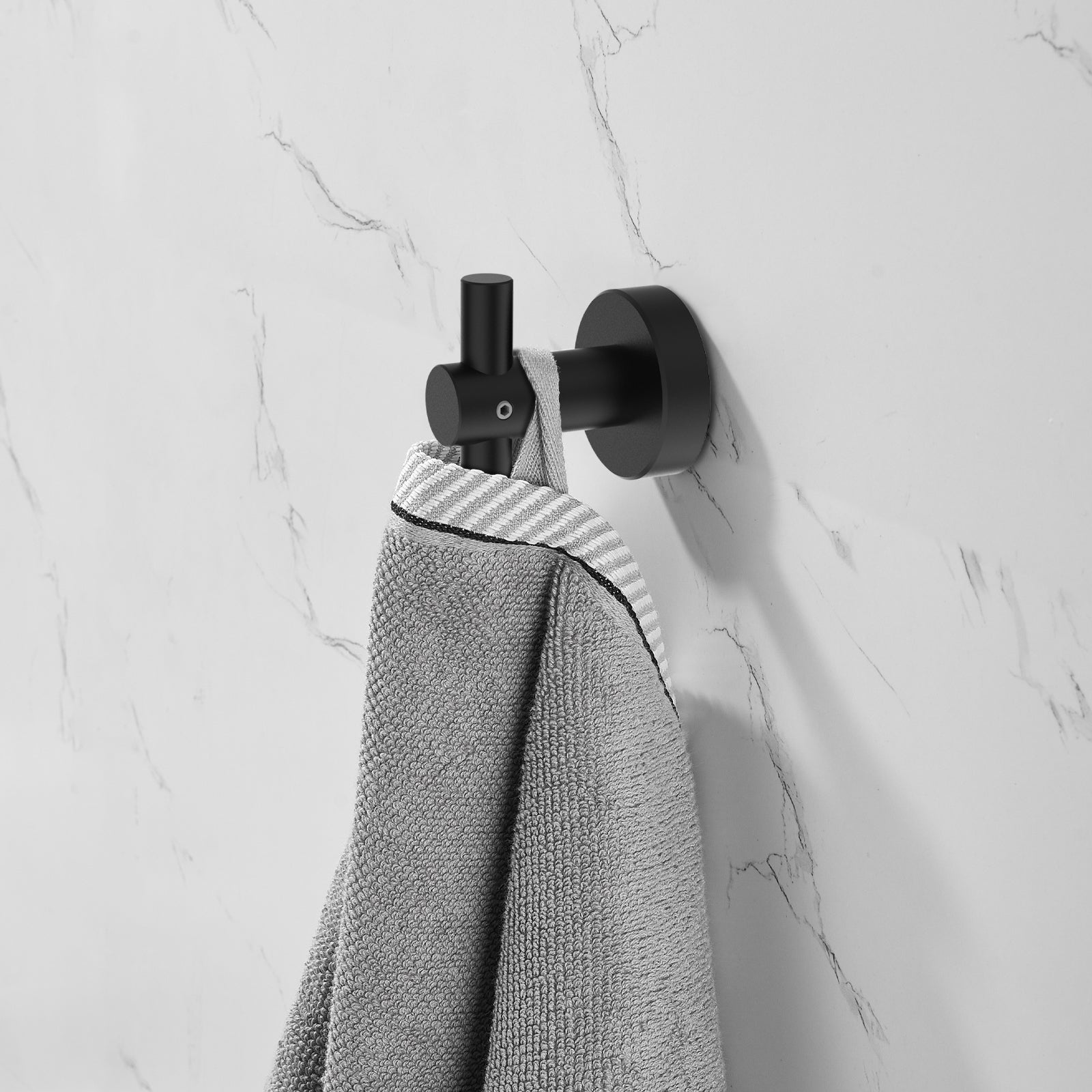 NestPro 6- Piece Bath Hardware Set with Towel Ring Toilet Paper Holder Towel Hook and Towel Bar TMBH06-BL3