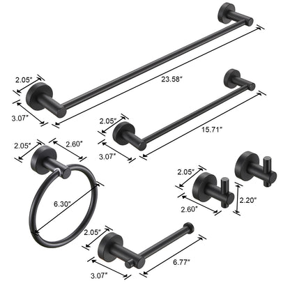 NestPro 6- Piece Bath Hardware Set with Towel Ring Toilet Paper Holder Towel Hook and Towel Bar TMBH06-BL4
