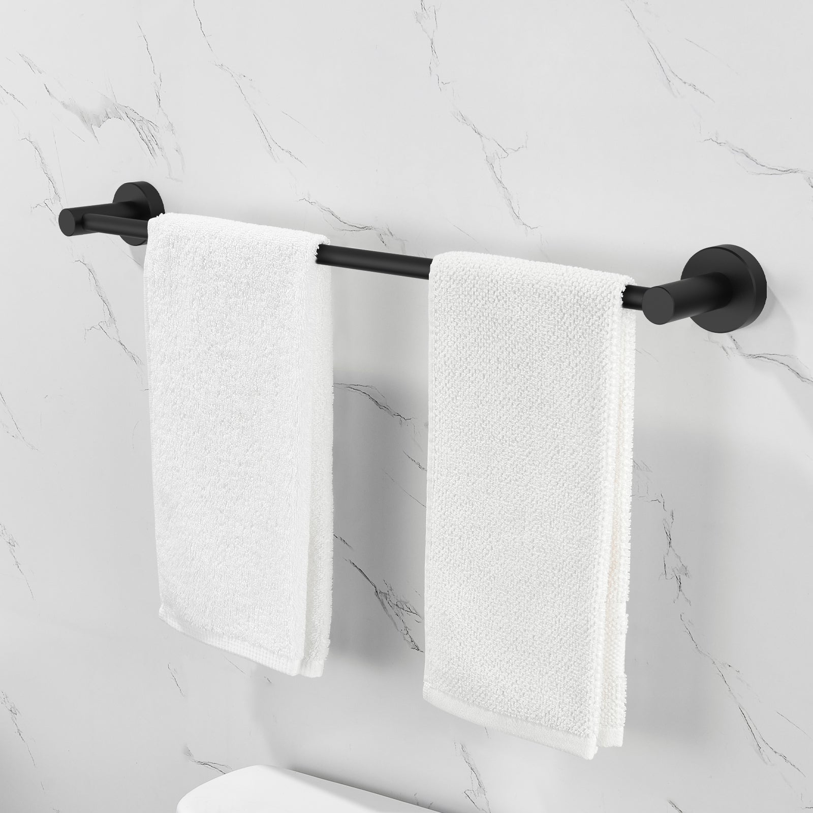 NestPro 6- Piece Bath Hardware Set with Towel Ring Toilet Paper Holder Towel Hook and Towel Bar TMBH06-BL6