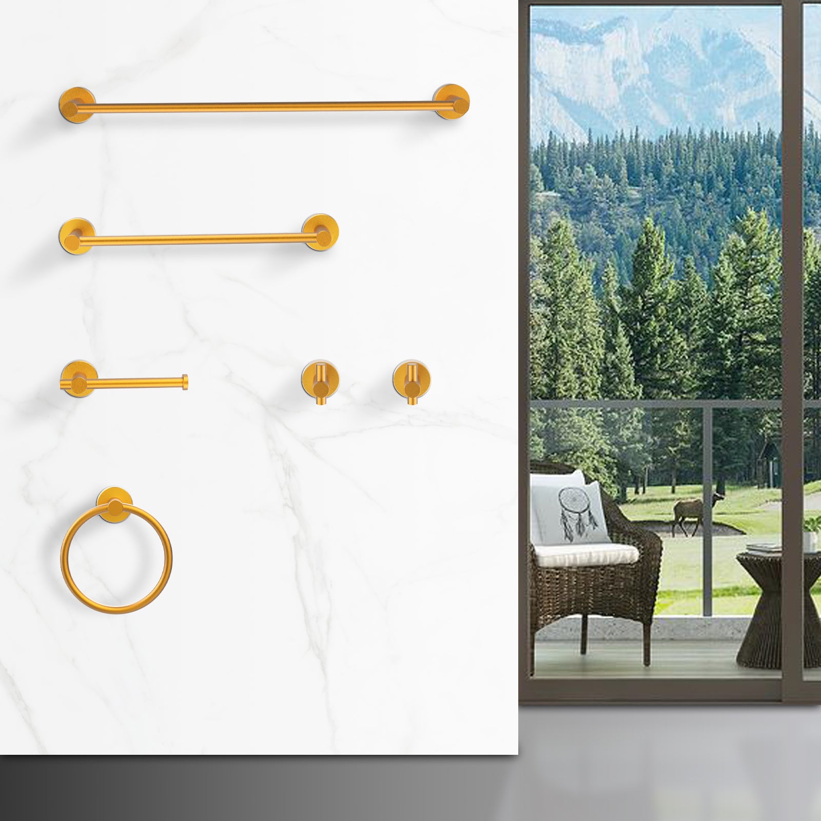 NestPro 6- Piece Bath Hardware Set with Towel Ring Toilet Paper Holder Towel Hook and Towel Bar TMBH06-GD1_c95fd89c-c22c-4df7-a4f0-dc054c13a371