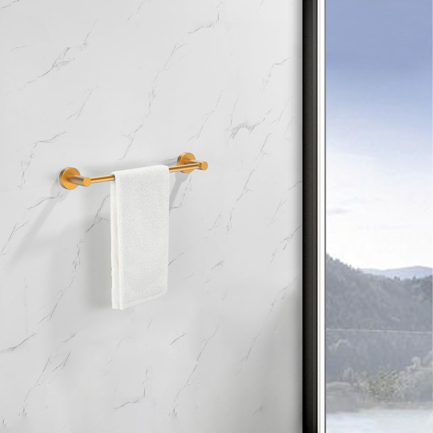 NestPro 6- Piece Bath Hardware Set with Towel Ring Toilet Paper Holder Towel Hook and Towel Bar TMBH06-GD5