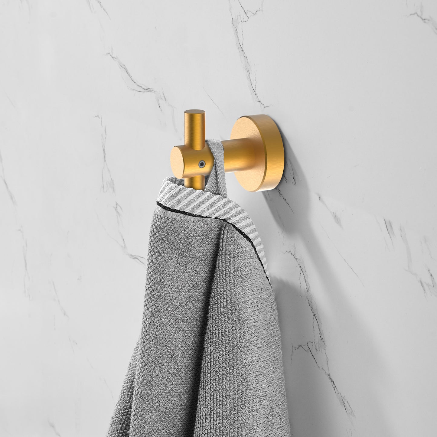 NestPro 6- Piece Bath Hardware Set with Towel Ring Toilet Paper Holder Towel Hook and Towel Bar TMBH06-GD6