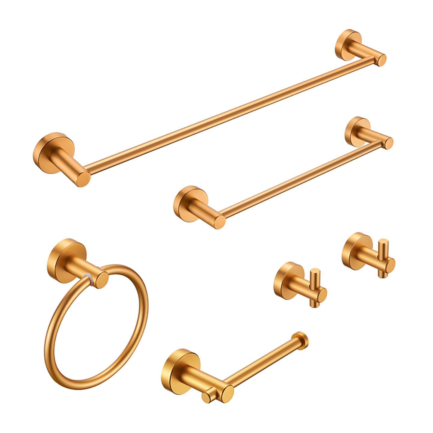 NestPro 6- Piece Bath Hardware Set with Towel Ring Toilet Paper Holder Towel Hook and Towel Bar TMBH06-GD8