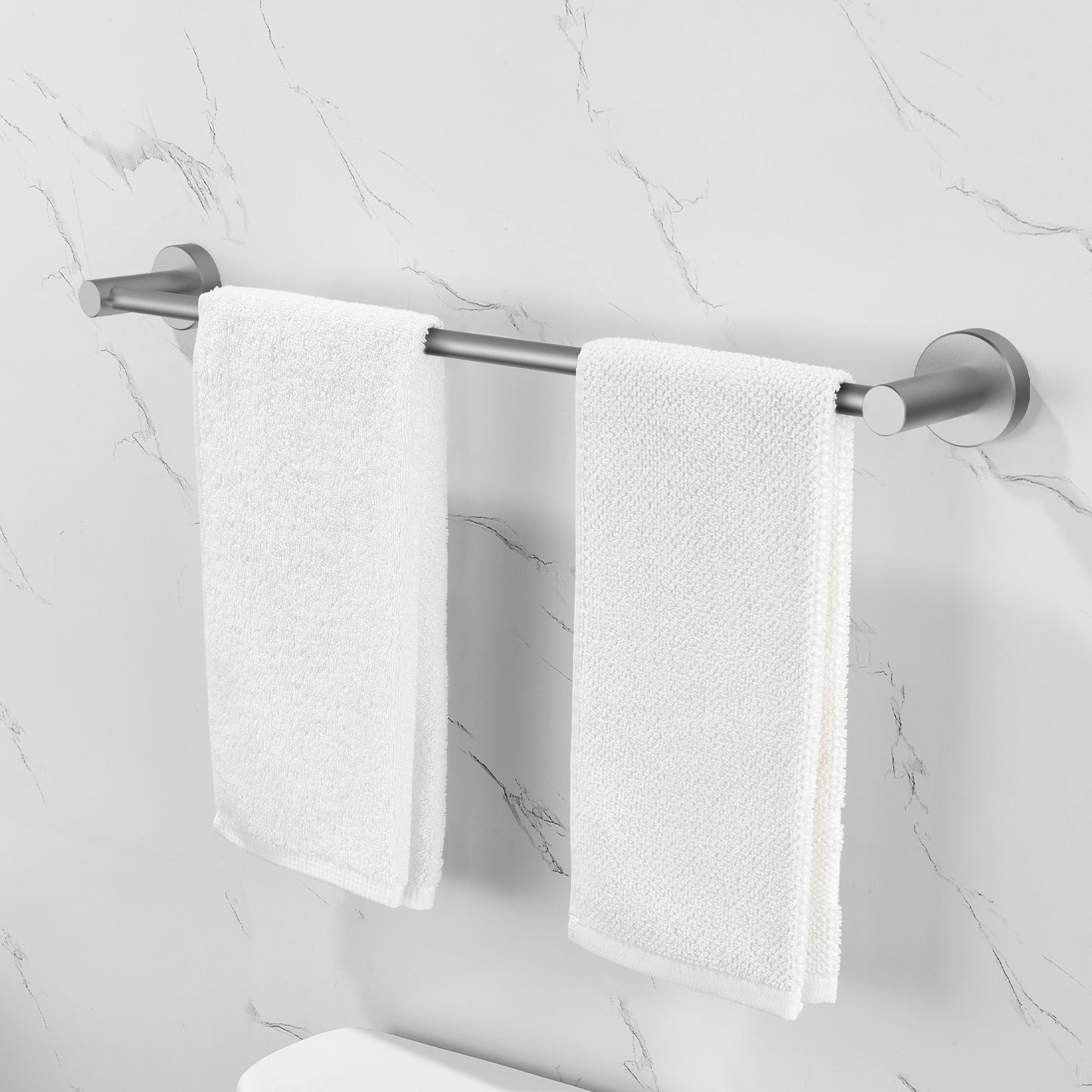 NestPro 6- Piece Bath Hardware Set with Towel Ring Toilet Paper Holder Towel Hook and Towel Bar TMBH06-GY6