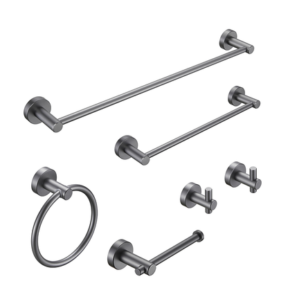 NestPro 6- Piece Bath Hardware Set with Towel Ring Toilet Paper Holder Towel Hook and Towel Bar TMBH06-GY7