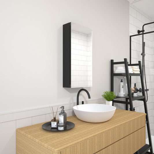 TaiMei 12 in. x 24 in. Frameless Recessed or Surface-Mount Beveled Single Mirror Bathroom Medicine Cabinet