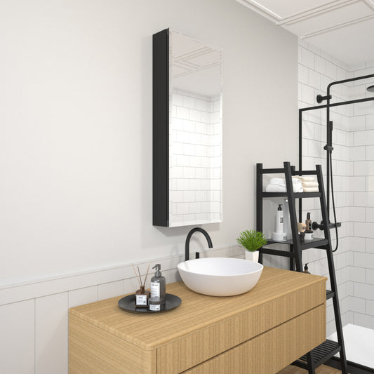 TaiMei 15 in. x 36 in. Frameless Recessed or Surface-Mount Beveled Single Mirror Bathroom Medicine Cabinet