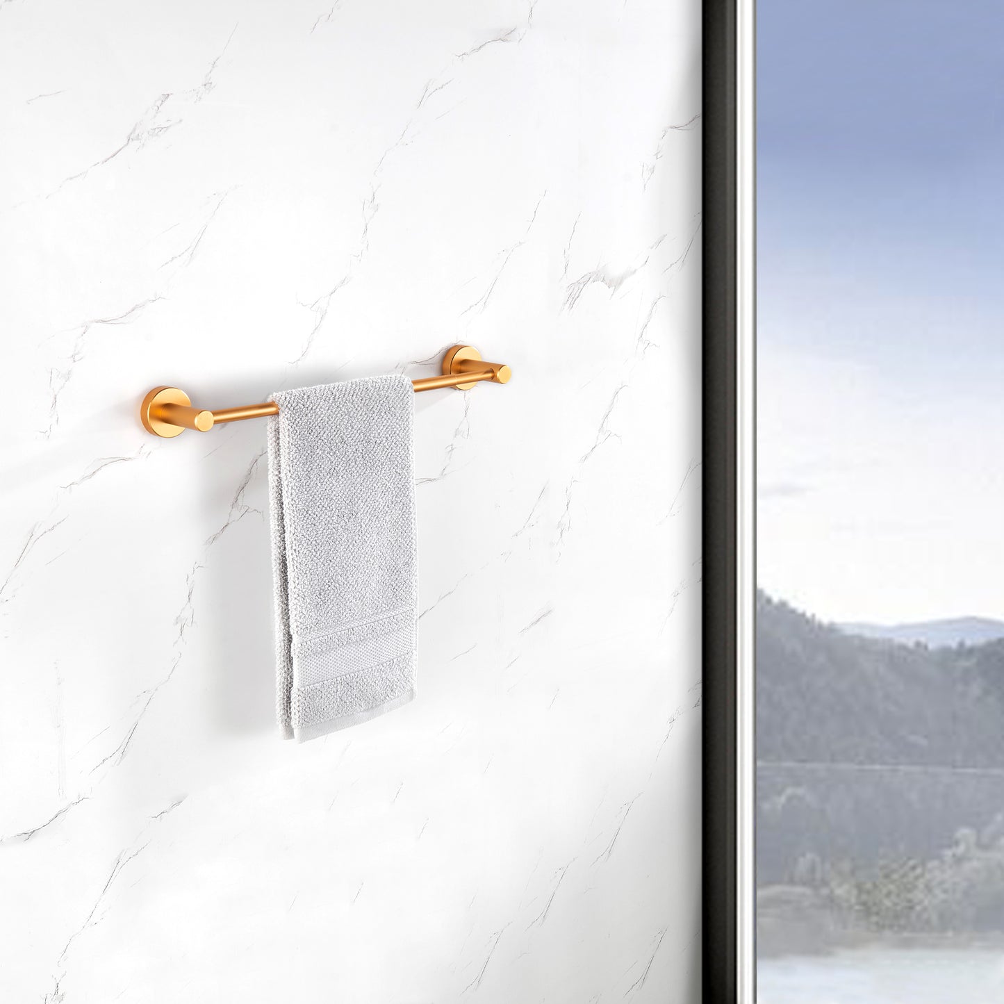 NestPro 16-27 In. Adjustable Expandable Wall Mounted Towel Bar for Bathroom Kitchen TMTB1627-GD3