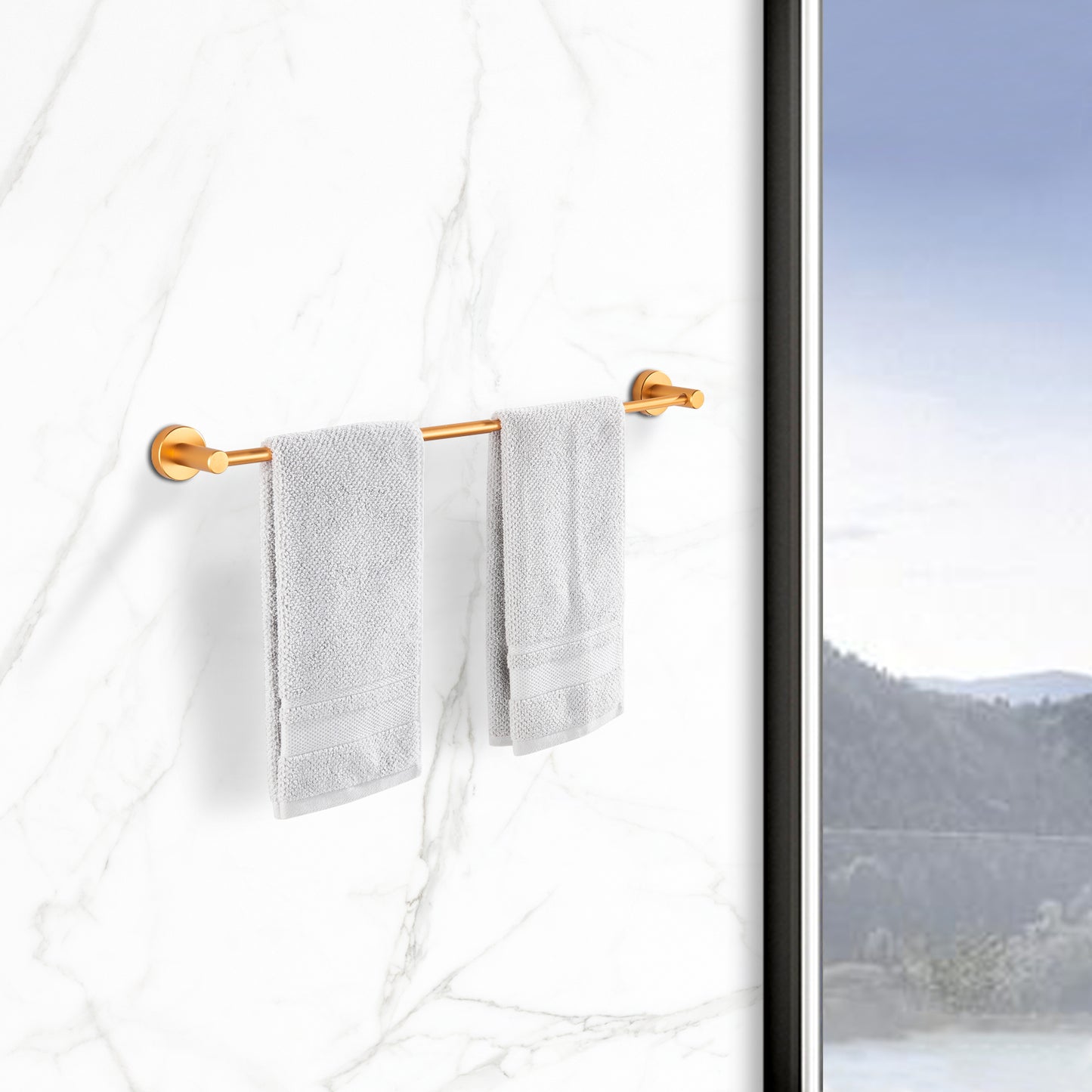 NestPro 16-27 In. Adjustable Expandable Wall Mounted Towel Bar for Bathroom Kitchen TMTB1627-GD4