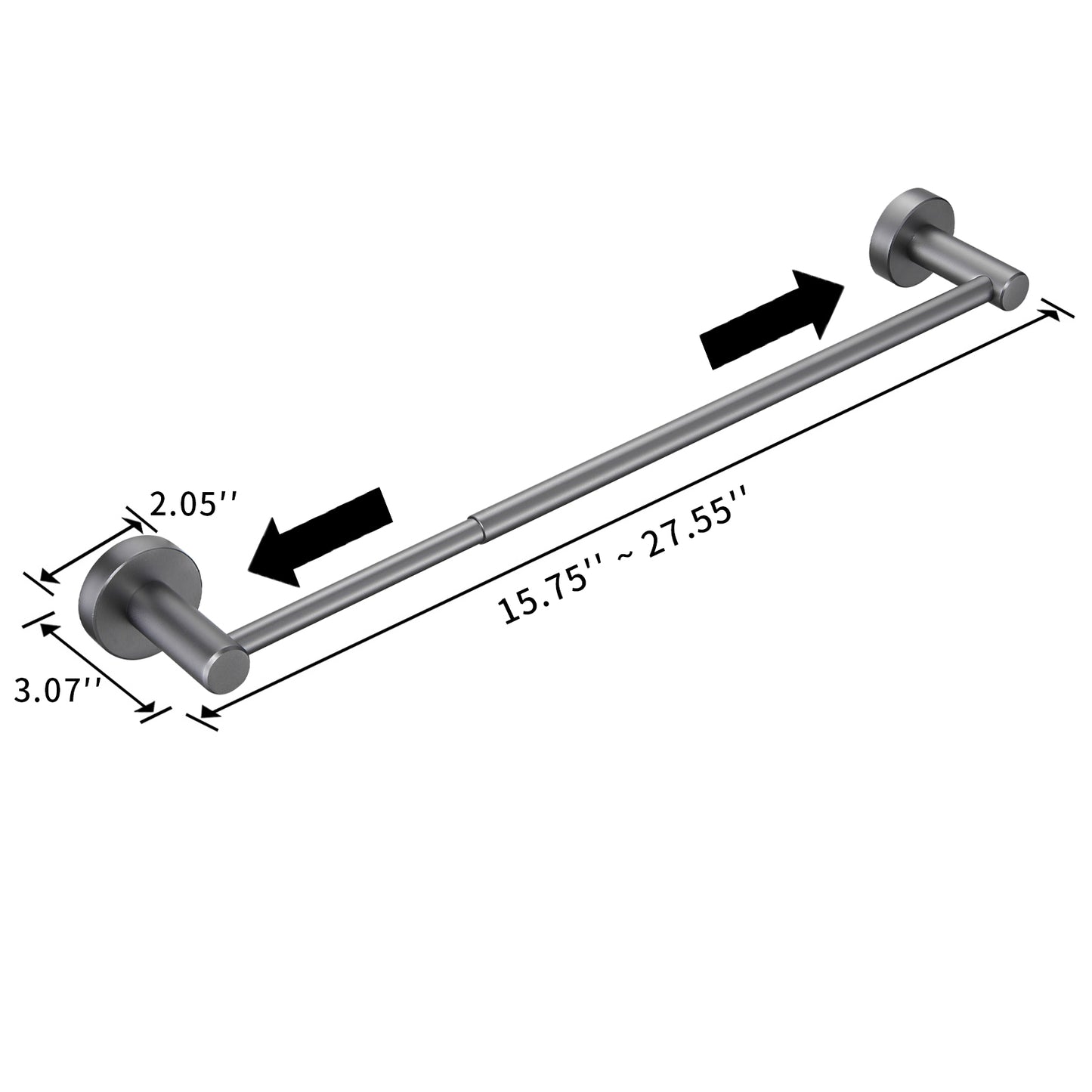 NestPro 16-27 In. Adjustable Expandable Wall Mounted Towel Bar for Bathroom Kitchen TMTB1627-GY2