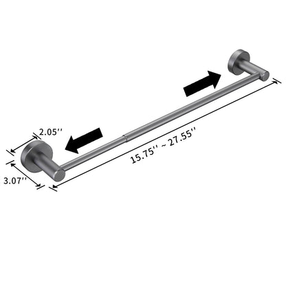 NestPro 16-27 In. Adjustable Expandable Wall Mounted Towel Bar for Bathroom Kitchen TMTB1627-GY2