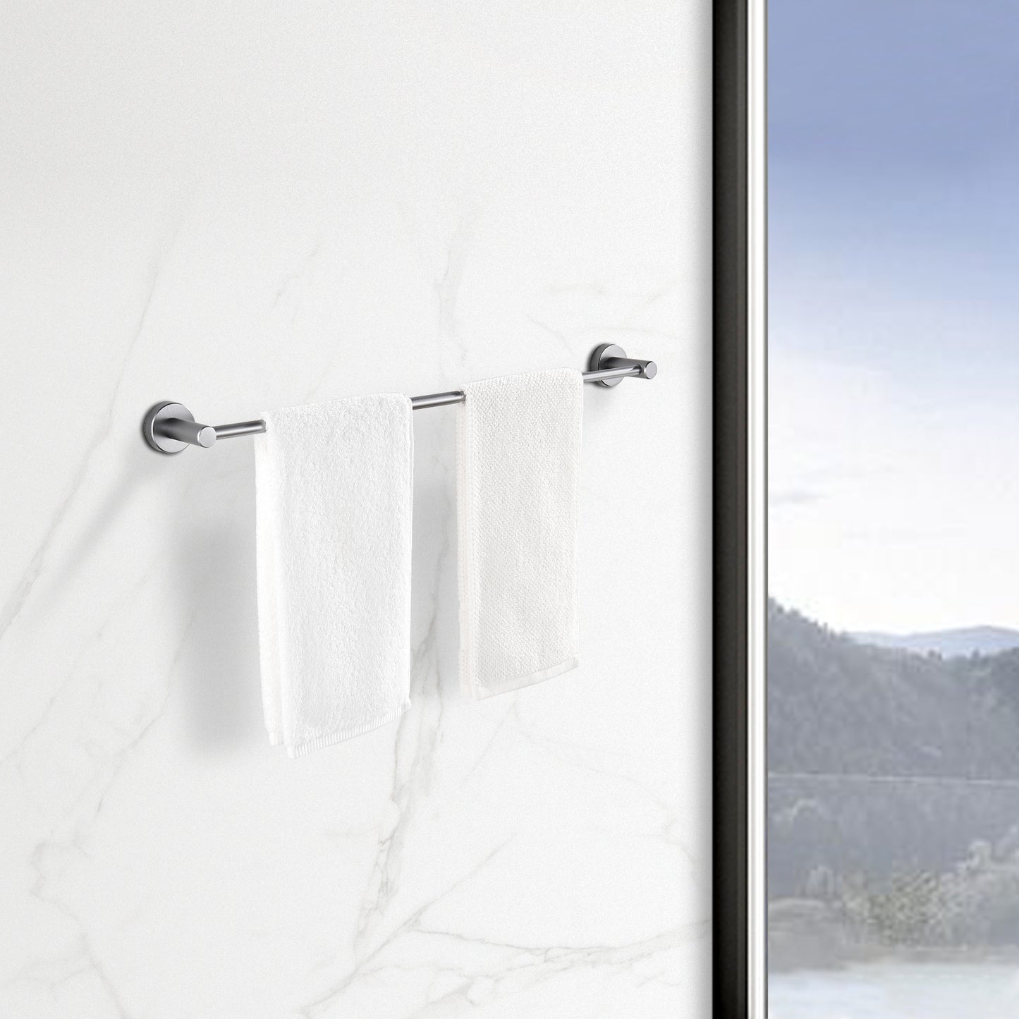 NestPro 16-27 In. Adjustable Expandable Wall Mounted Towel Bar for Bathroom Kitchen TMTB1627-GY3
