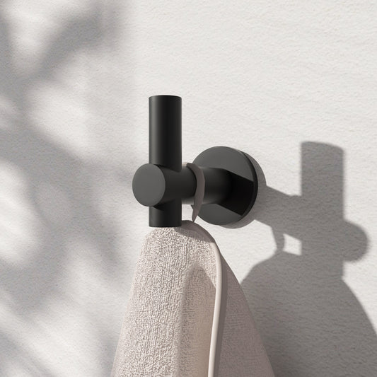 2-Pieces Wall Mounted J-Hook Thicken Space Aluminum Round Bathroom Robe/Towel Hook