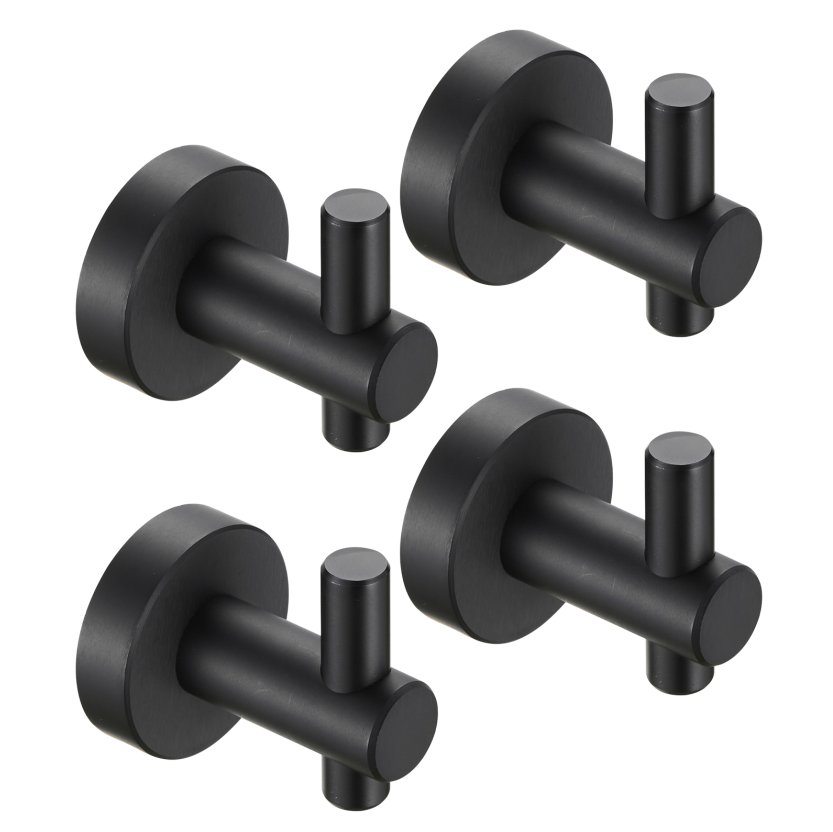 Gluon 4 Pack J-Hook Robe/Towel Hook with Screws Matte Black TMTH4-BL3_80953490-26a5-4204-b319-007fb0895570