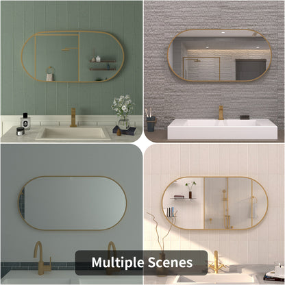 TaiMei 18 in. W x 36 in. H Vertical / Horizontal Oval Framed Wall Bathroom Mirror TV-1836-BG12
