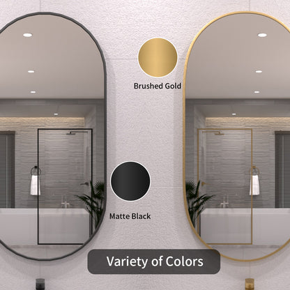 TaiMei 18 in. W x 36 in. H Vertical / Horizontal Oval Framed Wall Bathroom Mirror TV-1836-BL05