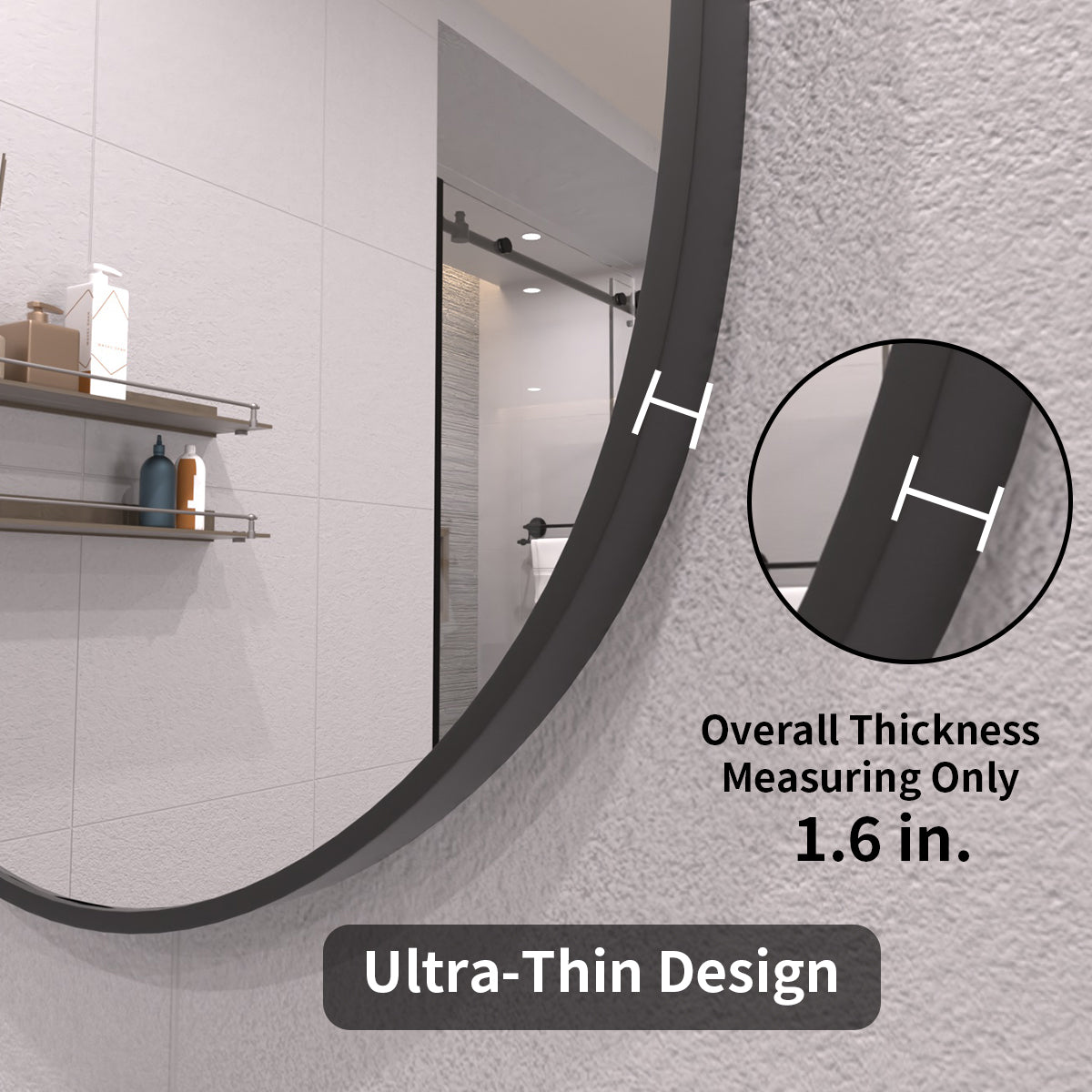 TaiMei 18 in. W x 36 in. H Vertical / Horizontal Oval Framed Wall Bathroom Mirror TV-1836-BL09