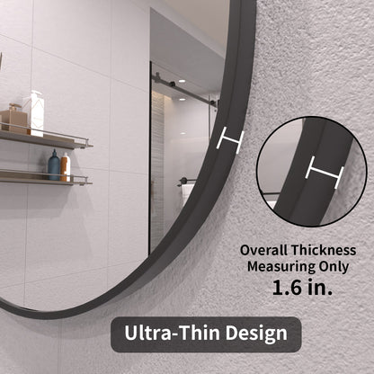 TaiMei 18 in. W x 36 in. H Vertical / Horizontal Oval Framed Wall Bathroom Mirror TV-1836-BL09