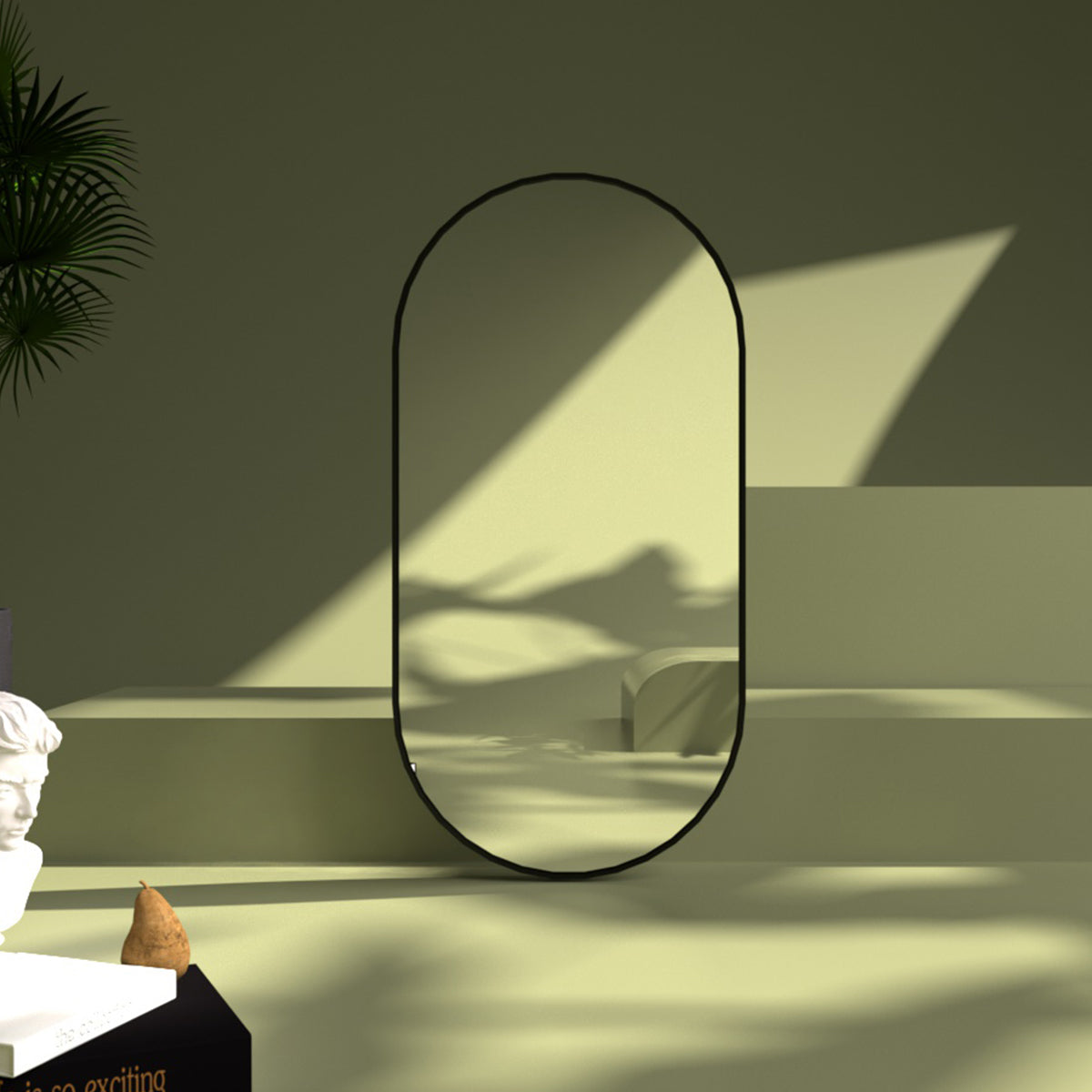 TaiMei 18 in. W x 36 in. H Vertical / Horizontal Oval Framed Wall Bathroom Mirror TV-1836-BL13