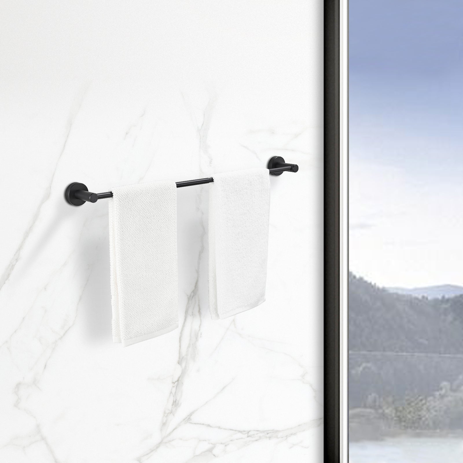 NestPro 3 -Piece Bath Hardware Set with Adjustable Towel Bar/Rack, Toilet Paper Holder, Towel Ring XYBH03-BL05