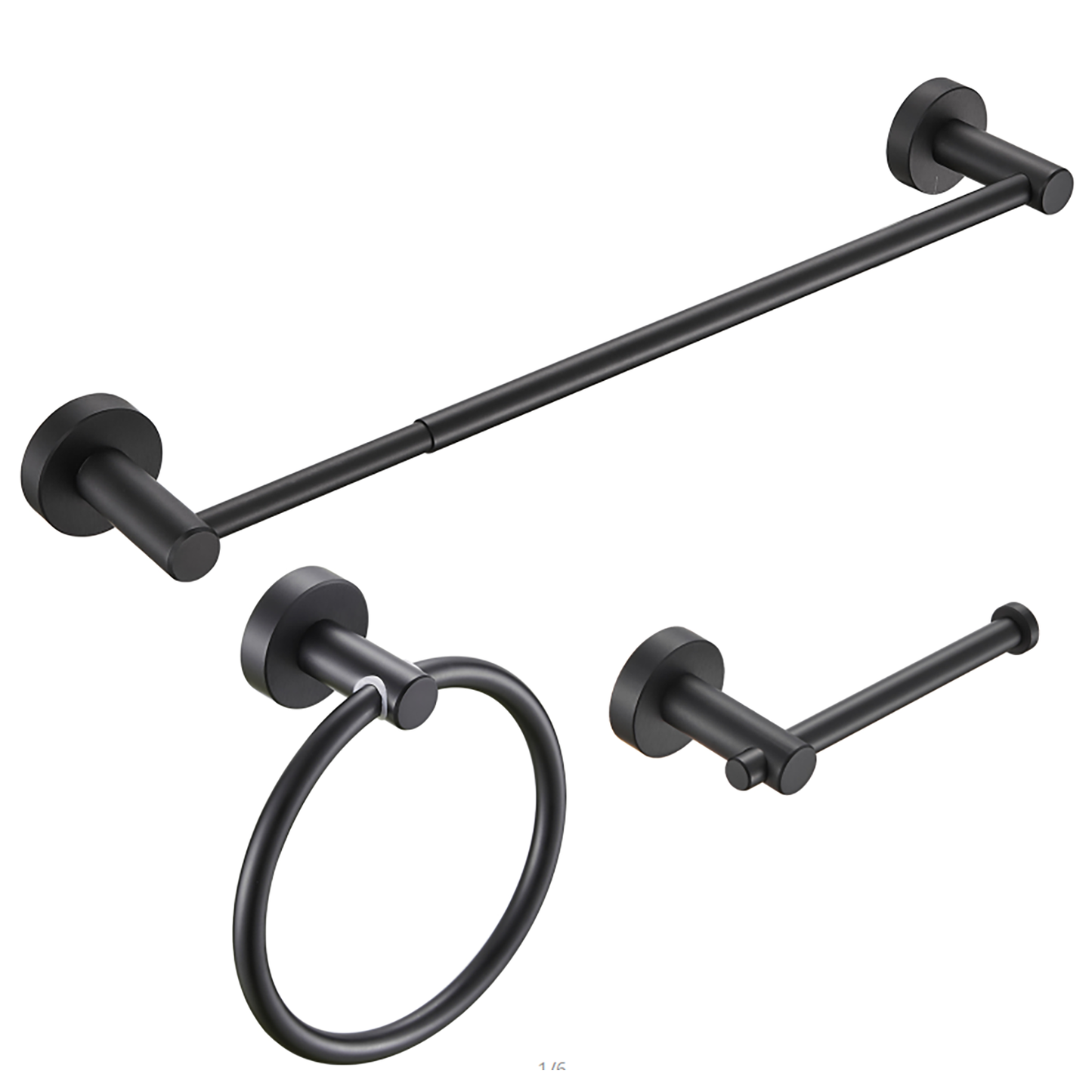 NestPro 3 -Piece Bath Hardware Set with Adjustable Towel Bar/Rack, Toilet Paper Holder, Towel Ring XYBH03-BL10