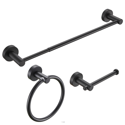 NestPro 3 -Piece Bath Hardware Set with Adjustable Towel Bar/Rack, Toilet Paper Holder, Towel Ring XYBH03-BL10