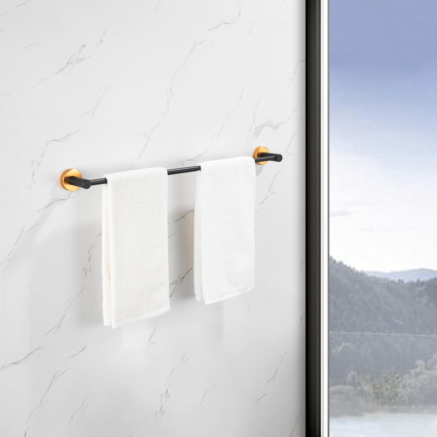 NestPro 3 -Piece Bath Hardware Set with Adjustable Towel Bar/Rack, Toilet Paper Holder, Towel Ring XYBH03-GD05