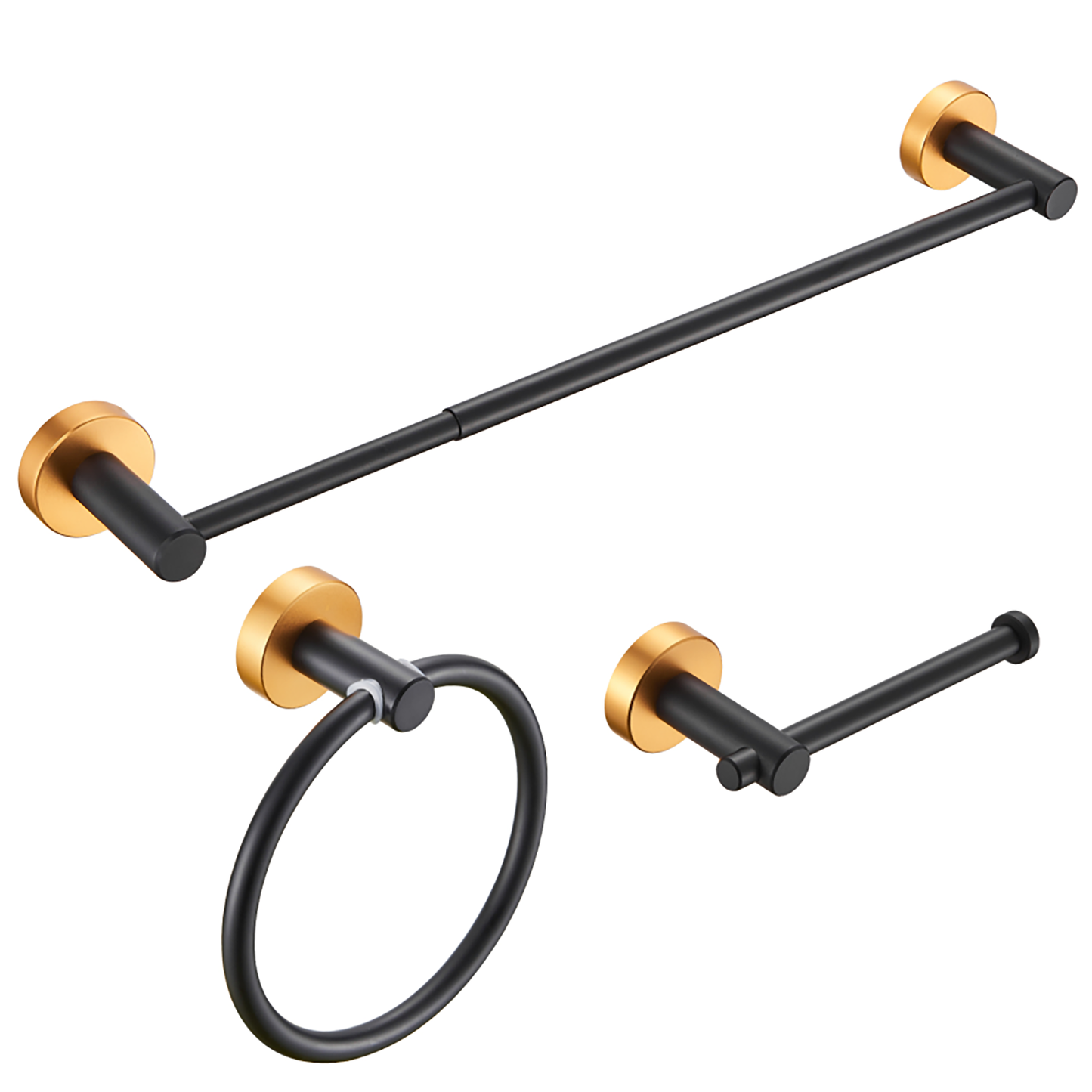 Gluon 3-Piece Bath Hardware Set with Adjustable Hand Towel Bar, Toilet Paper Holder and Towel Ring