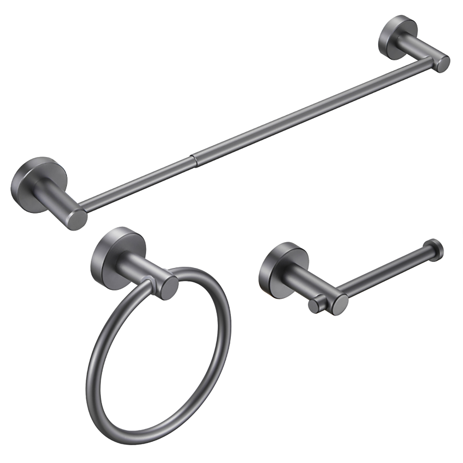 NestPro 3 -Piece Bath Hardware Set with Adjustable Towel Bar/Rack, Toilet Paper Holder, Towel Ring XYBH03-GY10